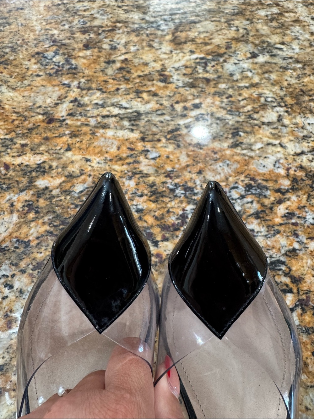SCHUTZ Black Patent Pointed-Toe Clear sz8.5 - Picture 5 of 9
